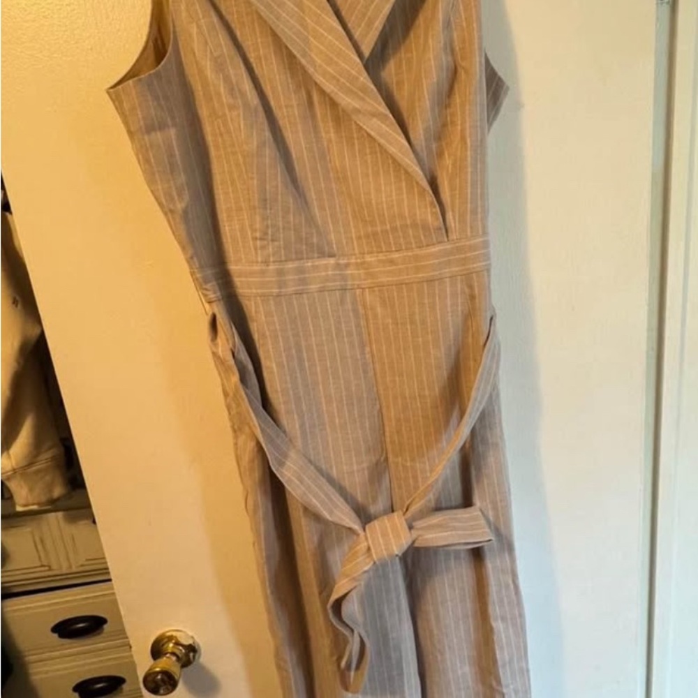 Talbots Tan Sleeveless Wrap Midi Dress